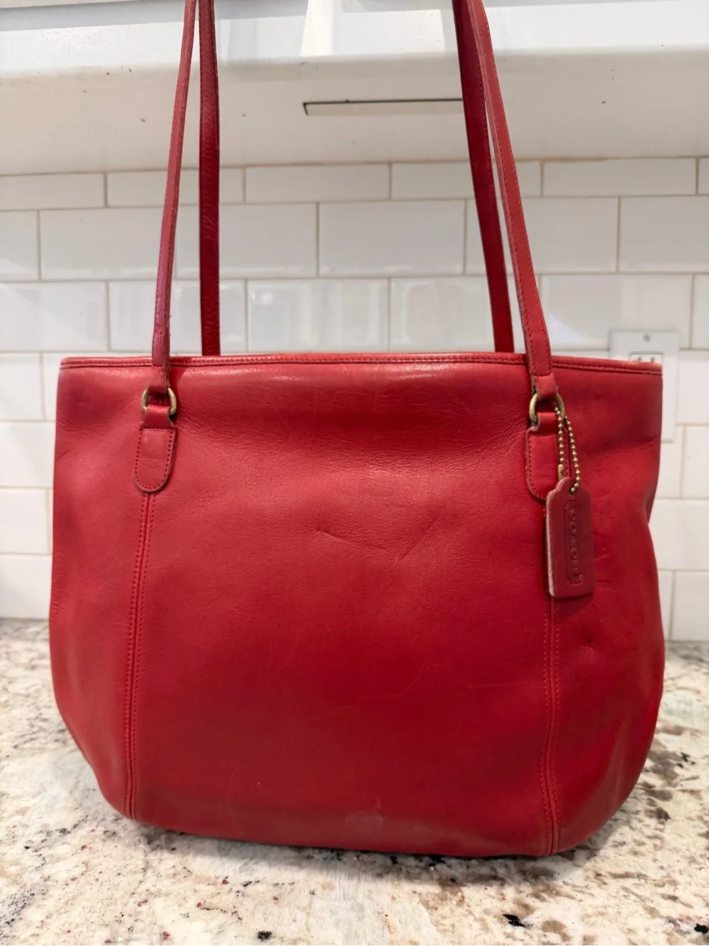Coach Red Leather vintage Shoulder Tote